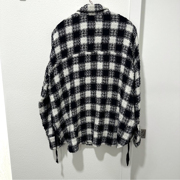 The Kooples sport black and white plaid button front shirt jacket Size 2/Medium - Picture 3 of 8